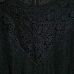 Pre Owned Zimmermann Black Swiss Dots Lace and Chiffon Plisse Espionage Midi Dress S