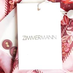 Pre Owned Zimmermann Pink Printed Silk Wavelength Placement Midi Dress L