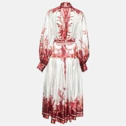 Pre Owned Zimmermann Pink Printed Silk Wavelength Placement Midi Dress L