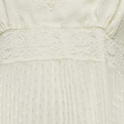 مملوكة مسبقًا Zimmermann Ivory White Lace-Trim Chiffon Pleated Espionage Midi Dress L