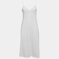 مملوكة مسبقًا Zimmermann Ivory White Lace-Trim Chiffon Pleated Espionage Midi Dress L