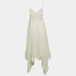 مملوكة مسبقًا Zimmermann Ivory White Lace-Trim Chiffon Pleated Espionage Midi Dress L