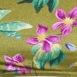 Pre Owned Zimmermann Green Floral Print Jersey Asymmetrical Bikini S