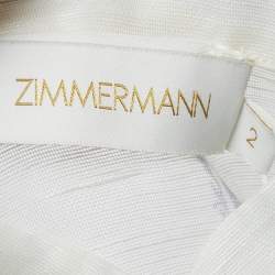 Pre Owned Zimmermann White Floral Print Linen Blend Natura Blouse M