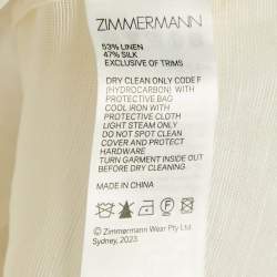 Pre Owned Zimmermann White Floral Print Linen Blend Natura Blouse M