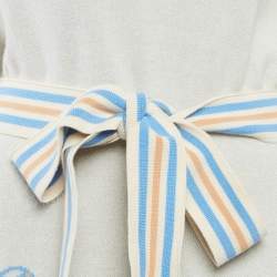 Pre Owned Zimmermann Off-White Patterned Cotton Knit Hooded Mini Dress L