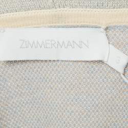 Pre Owned Zimmermann Off-White Patterned Cotton Knit Hooded Mini Dress L