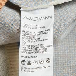 Pre Owned Zimmermann Off-White Patterned Cotton Knit Hooded Mini Dress L