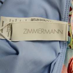 Pre Owned Zimmermann Light Purple Cornflower Floral Print Bellitude Tie Shoulder Detail Bodysuit S