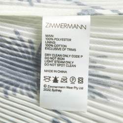 Zimmermann Kiera Navy Printed Silk Plisse Tiered Midi Skirt S