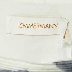 Zimmermann Kiera Navy Printed Silk Plisse Tiered Midi Skirt S