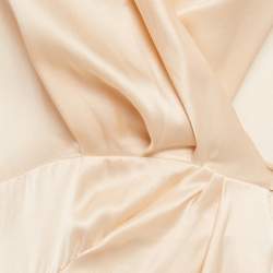 Pre Owned Zimmermann Beige Silk Satin Blouson Sleeve Asymmetric Mini Wrap Dress S