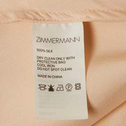 Pre Owned Zimmermann Beige Silk Satin Blouson Sleeve Asymmetric Mini Wrap Dress S