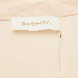 Pre Owned Zimmermann Beige Silk Satin Blouson Sleeve Asymmetric Mini Wrap Dress S