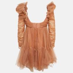 مملوكة مسبقًا Zimmermann Beige Tulle Ruched Mini Dress M
