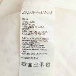 Pre Owned Zimmermann White Linen Ninety Six Ric Rac Midi Dress L
