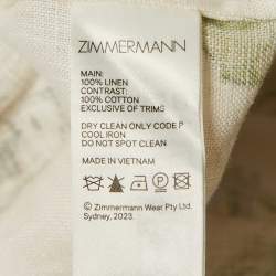 Zimmermann White Floral Print Linen Halliday Frill Sleeve Dress M