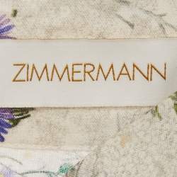 Zimmermann Cream Citrus Butterflies Print Linen Button Front Blouse S