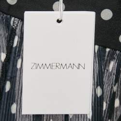 Pre Owned Zimmermann Black Polka Dots Synthetic Pleated Midi Skirt M