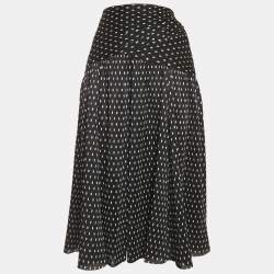 Zimmermann Black Polka Dots Synthetic Pleated Midi Skirt M
