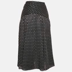 Pre Owned Zimmermann Black Polka Dots Synthetic Pleated Midi Skirt M
