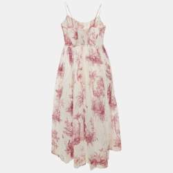 Zimmermann Pink Printed Cotton Waverly Corset Midi Dress M