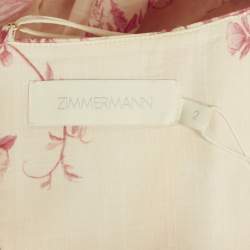 Zimmermann Pink Printed Cotton Waverly Corset Midi Dress M