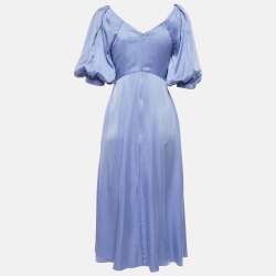 Pre Owned Zimmermann Purple Satin Silk Ruched Midi Dress S