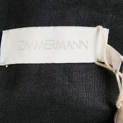 مملوكة مسبقًا فستان زيمرمان كتان أسود بتفاصيل عنق مربوطة ومقاس صغير (سمول)