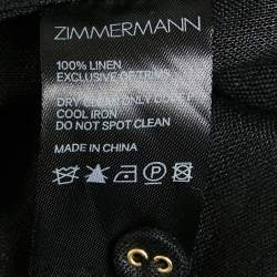 مملوكة مسبقًا فستان زيمرمان كتان أسود بتفاصيل عنق مربوطة ومقاس صغير (سمول)