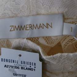 Pre Owned Zimmermann Cream Lace Ruffled Sheer Blouse M