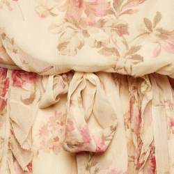 Pre Owned Zimmermann Beige Floral Print Silk Corsair Whimsy Playsuit M 