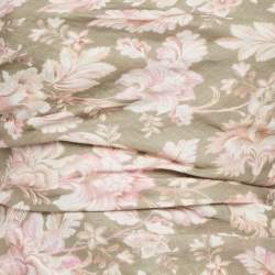 Pre Owned Zimmermann Green Printed Linen Lyre Wrap Tie Side Midi Dress L