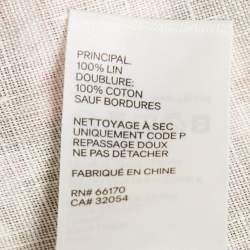 Pre Owned Zimmermann Green Printed Linen Lyre Wrap Tie Side Midi Dress L