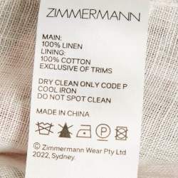 Pre Owned Zimmermann Green Printed Linen Lyre Wrap Tie Side Midi Dress L