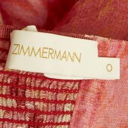 Pre Owned Zimmermann Pink Floral Printed Linen & Silk Belted Mini Dress XS