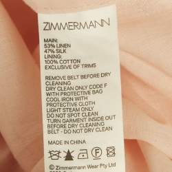 Pre Owned Zimmermann Pink Floral Printed Linen & Silk Belted Mini Dress XS