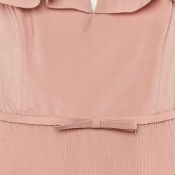 Pre Owned ZIMMERMANN Pink Crepe Pleated Frill Midi Dress L