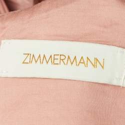Pre Owned ZIMMERMANN Pink Crepe Pleated Frill Midi Dress L