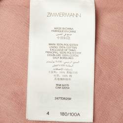 Pre Owned ZIMMERMANN Pink Crepe Pleated Frill Midi Dress L