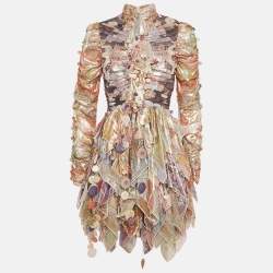 مملوكة مسبقًا فستان ميني زيمرمان بطبعة متعددة الألوان لوركس كوزميك مع تفاصيل منديال مقاس صغير (إكس صغير)