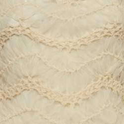 Pre Owned Zimmermann Cream Organza Illuminate Macrame Tulle Maxi Dress M