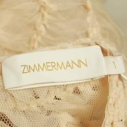 Pre Owned Zimmermann Cream Organza Illuminate Macrame Tulle Maxi Dress M