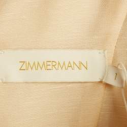 Pre Owned Zimmerman Beige Paisley Print Linen and Silk Blend Draped Midi Dress M