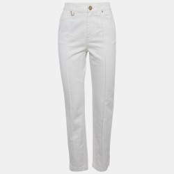 Pre Owned Zimmermann White Denim High-Rise Tapered Jeans S/Waist 27"