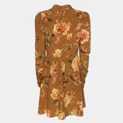 Pre Owned Zimmermann Brown Floral Print Silk Midi Dress S