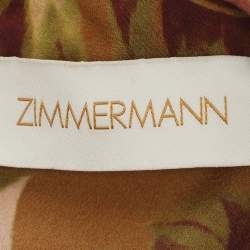 Pre Owned Zimmermann Brown Floral Print Silk Midi Dress S