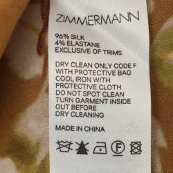 Pre Owned Zimmermann Brown Floral Print Silk Midi Dress S