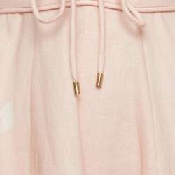 Pre Owned Zimmermann Pink Floral Linen Waverly Plunge Midi Dress XS