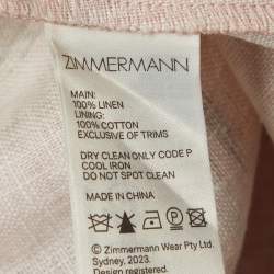 Pre Owned Zimmermann Pink Floral Linen Waverly Plunge Midi Dress XS